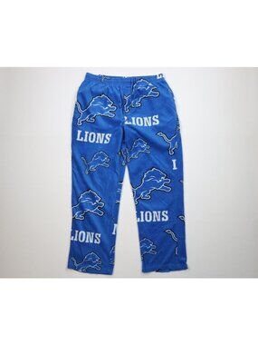 Vintage Y2K NFL Detroit Lions Football Fleece Pajamas Pants PJs Mens Size L Blue